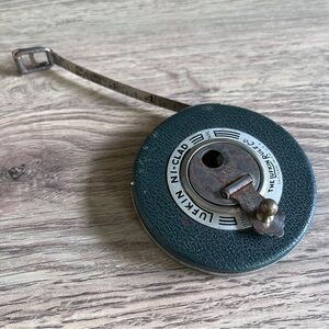 Vintage Lufkin Ni-Clad Steel Tape Measure - Green 50ft